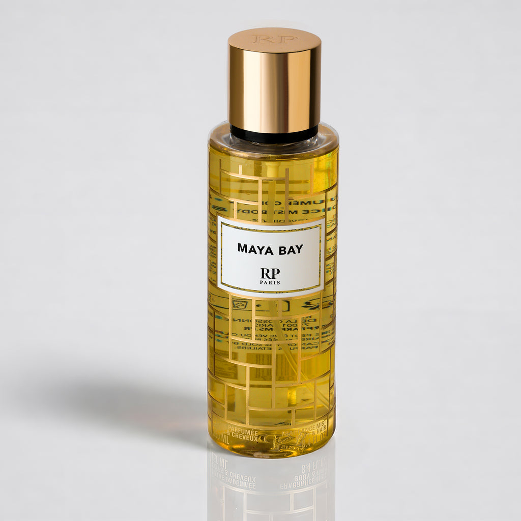 Bottle of 'Maya Bay' by RP Paris on a light gray background