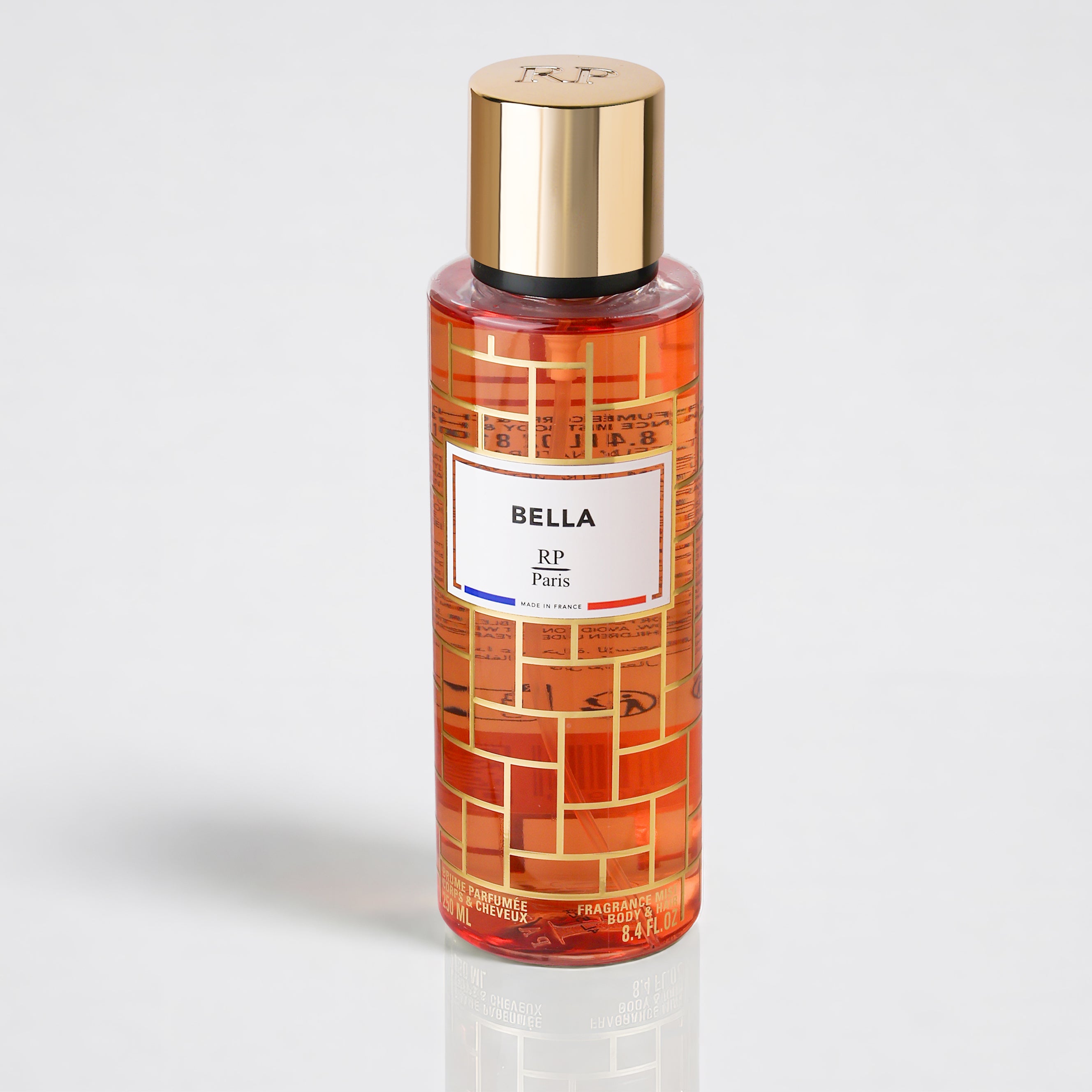 Bella RP Paris perfume bottle on a light gray background