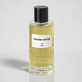 Perfume bottle labeled 'Tendre Vetiver' on a light gray background