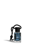 A small clear bottle of RP Old Fashion perfume with a black cap and black cord keychain, featuring a blue and black geometric pattern label, on a white background.
