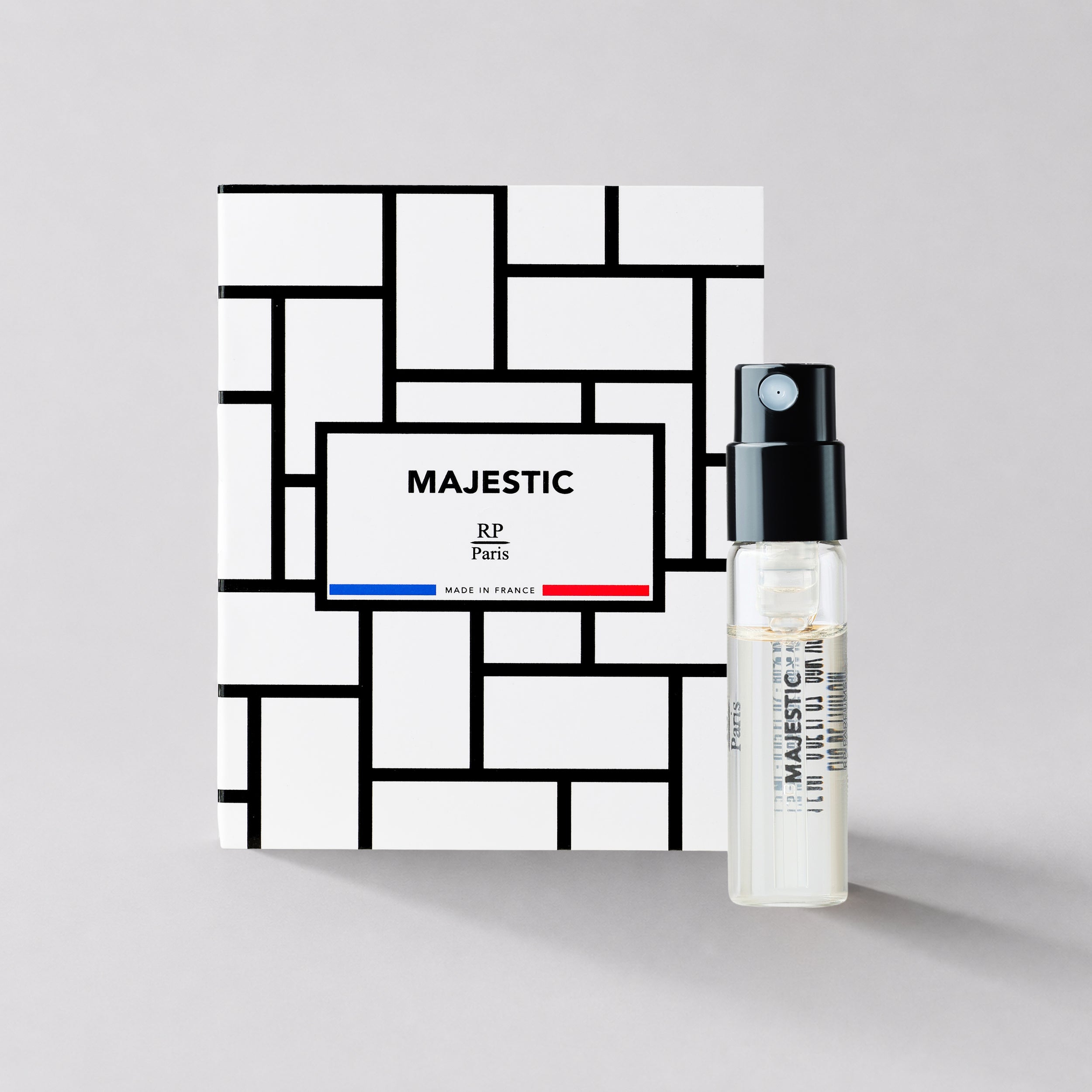Majestic RP Paris perfume bottle and packaging on a light gray background