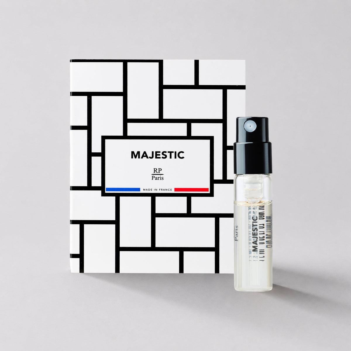 Majestic RP Paris perfume bottle and packaging on a light gray background