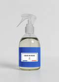 RP PARIS Cœur de Musk scented fabric spray in a clear bottle with a blue label, made in France.