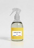 RP PARIS Jasmin de Tunis scented fabric spray in a clear bottle with a yellow label and white trigger sprayer.